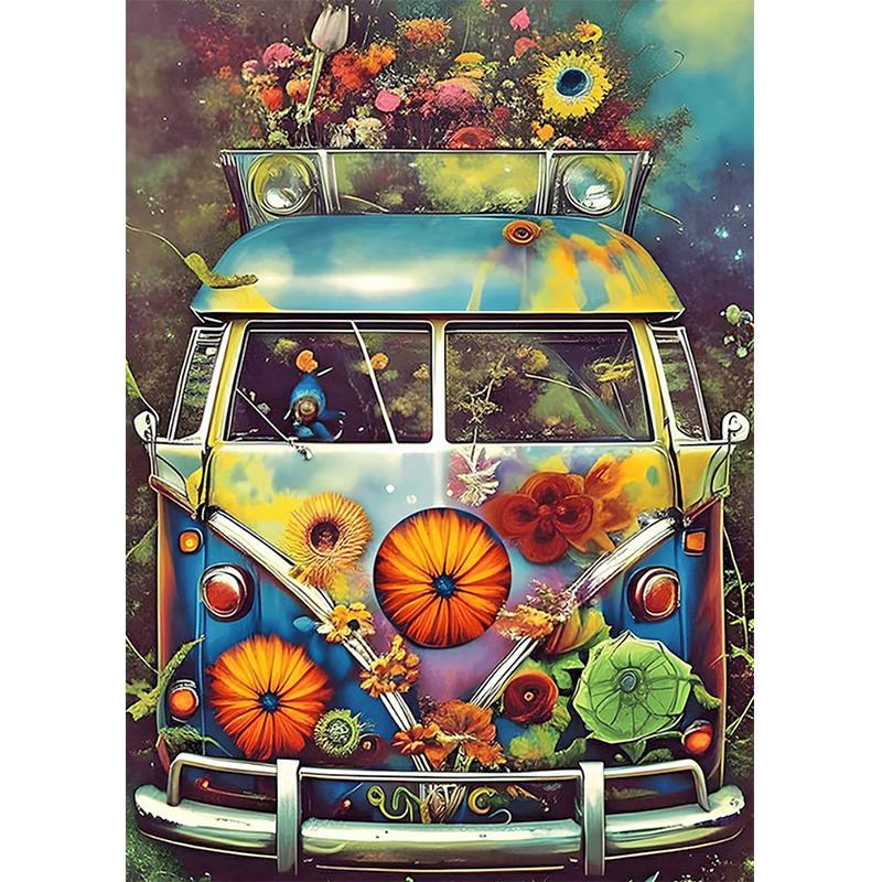 Car Pattern DIY Diamond Arts Colorful Painting Without Frame, DIY 5D Diamond Arts Colorful Painting Kit, Wall Art Decor