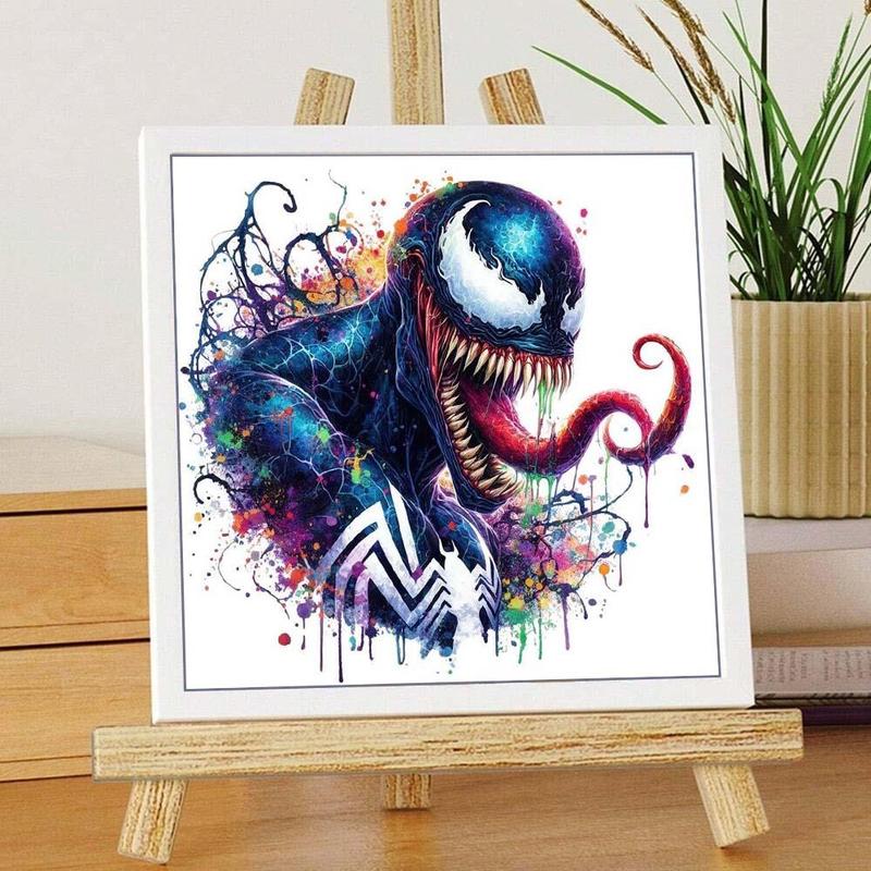 Venom Pattern DIY Diamond Arts Colorful Painting Kit without Frame, 5D Round Diamond Arts Colorful Painting Kit, Wall Art Decor for Home