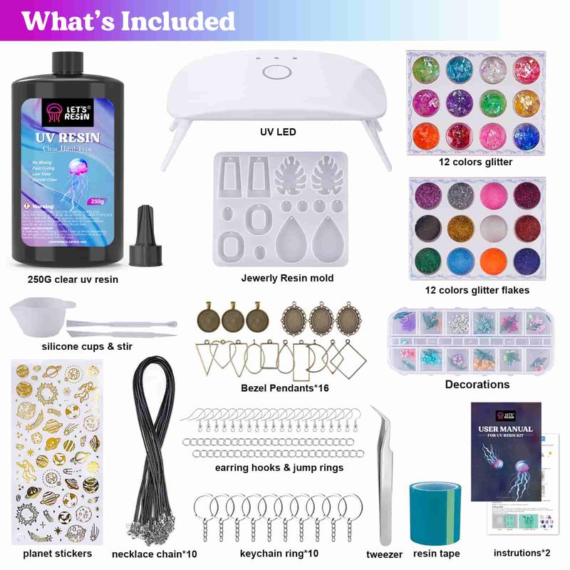 153 PCS Jewelry Making Kit, Beginner Resin Kit,Resin Accessories for Keychains, Jewelry, DIY Handmade Christmas Gift Crafts,Comes With Tutorial For Beginners - Let's Resin