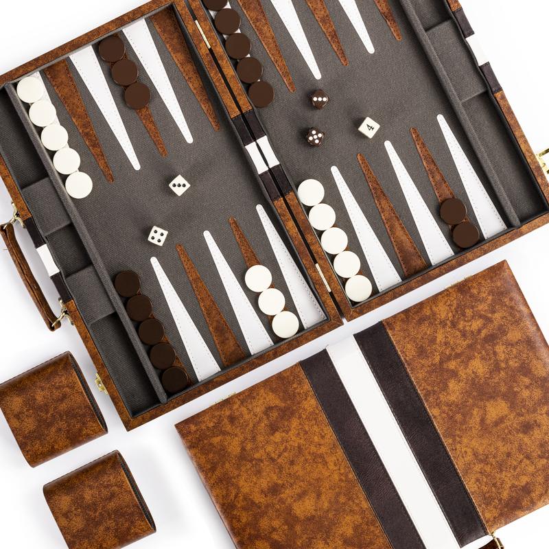 ROPODA Backgammon Board Game Set with Top Quality Materials and Superb Craftsmanship - Ideal for Travel, Outdoors, or Game Night