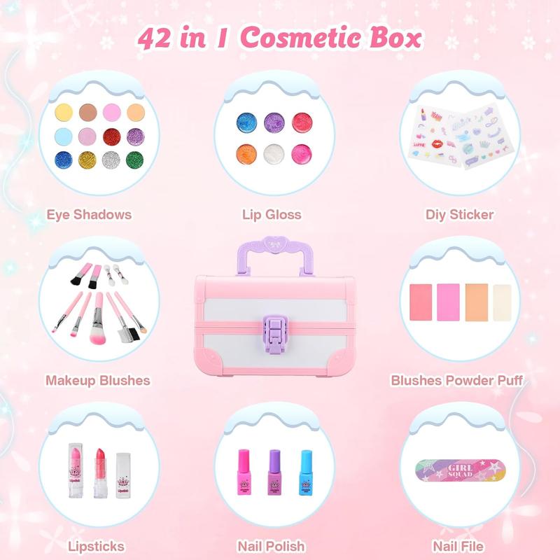 Christmas Kids Makeup Kit for Girl-Kids Makeup Kit Toys for Girls, Play Real Makeup Girls Toys, Washable Make Up for Little Girls