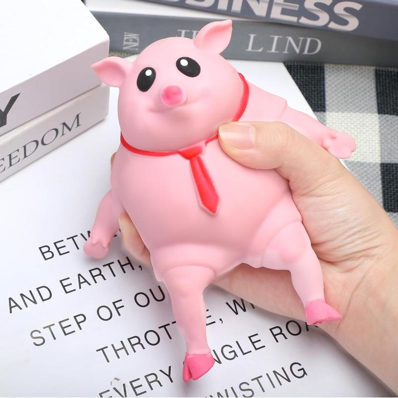 Stretchy Glue-Sand Filled Rubber Pig, Latex Piglet Soft Decompression Doll Toy, Animal High-Elastic Stretchable Decompression, Decompression Toy for Adults and ren (Pig-S)