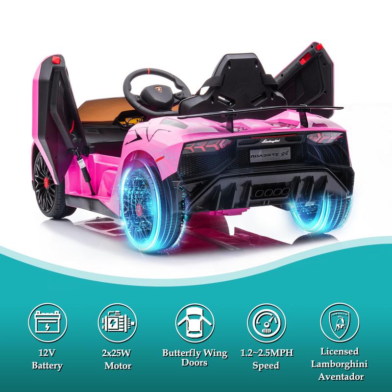 NEECHIPRO 12V Lamborghini Aventador Electric Car for Kids with Remote Control, Battery Powered Kids Electric Vehicles w  Suspension System, LED Light