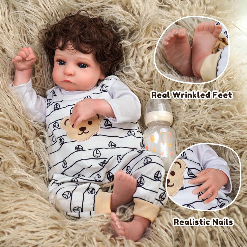 BABESIDE Reborn Baby Dolls, 22 inch Lifelike Newborn Baby Doll Boy with Realistic Veins, Lifelike Handmade Reborn Doll, Advanced Painted Gift Set for Kids Age 3+