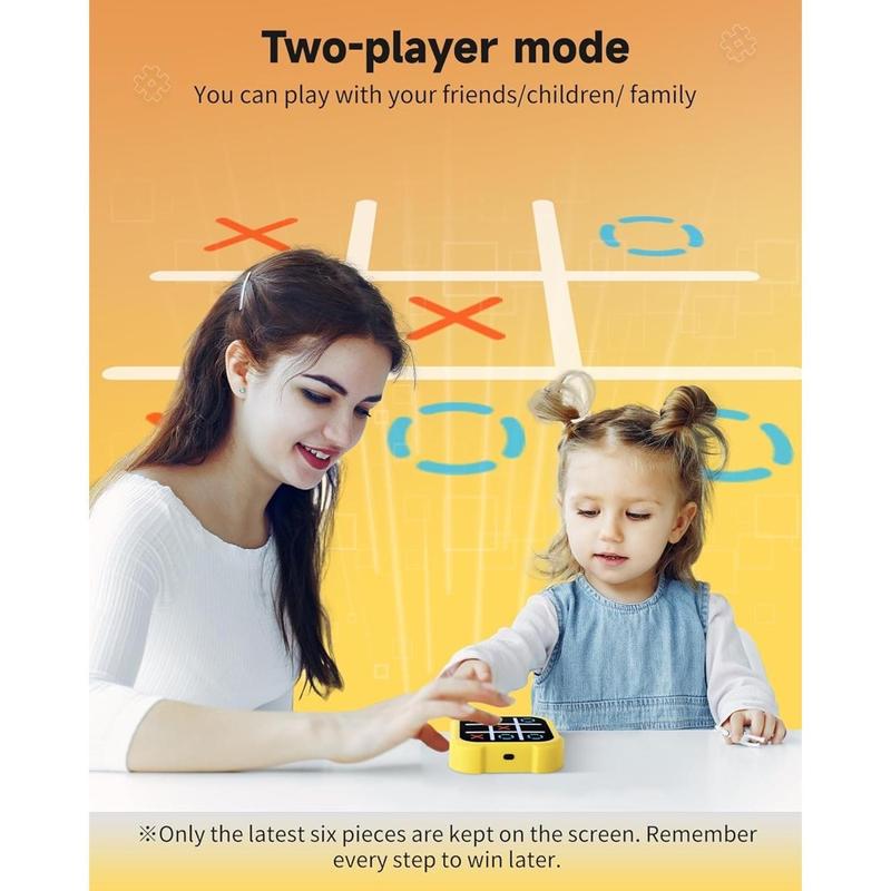 [BLACK FRIDAY] Magic Funny Rechargeable Tic-Tac-Toe Game - Intermediate Skill Level, Durable ABS Resin Construction, Yellow Orange - Fun Family Board Game for Youngsters & Adults