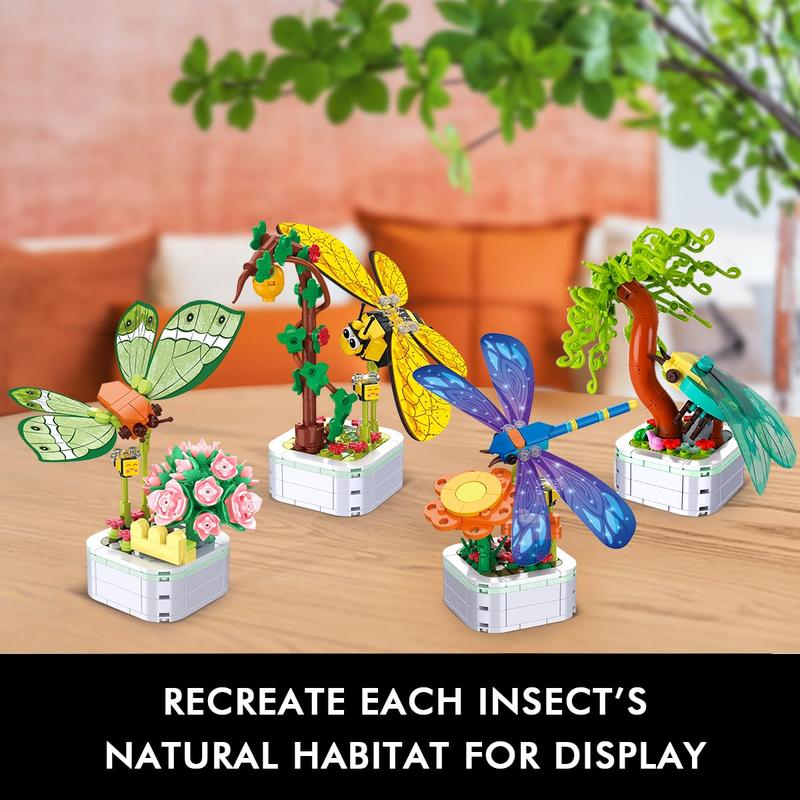 HOGOKIDS Insect Collection Building Set - 4 Packs Bug Building Toys, 830PCS