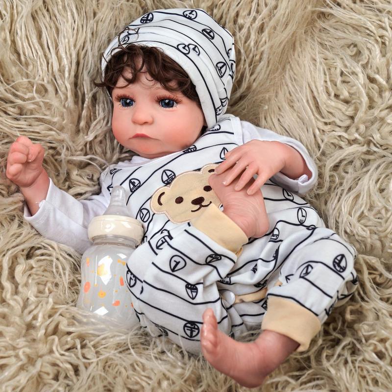 BABESIDE Reborn Baby Dolls, 22 inch Lifelike Newborn Baby Doll Boy with Realistic Veins, Lifelike Handmade Reborn Doll, Advanced Painted Gift Set for Kids Age 3+