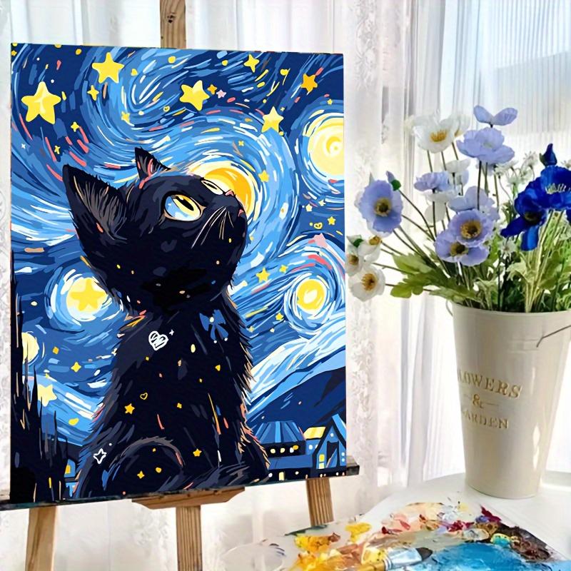 Starry Night Cat DIY Paint-by-Numbers Kit for Adults - 16x20