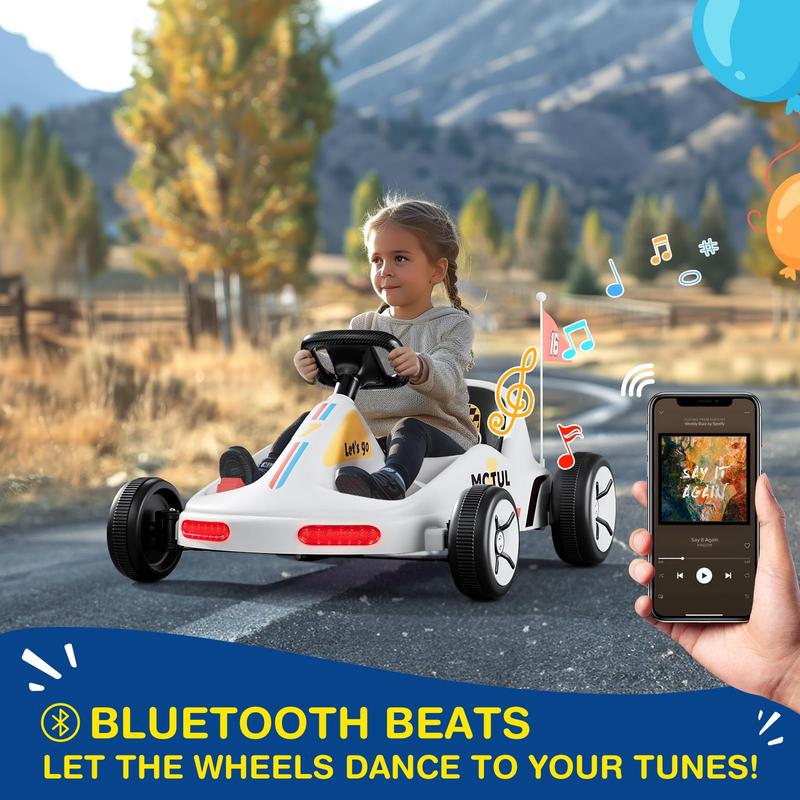 LIGIANT SAT ONE Plus Electric Go Kart, 12V Ride on Car, Flashing Taillight, Bluetooth Music, Remote Control, Storytelling, Ideal First Ride for Kids