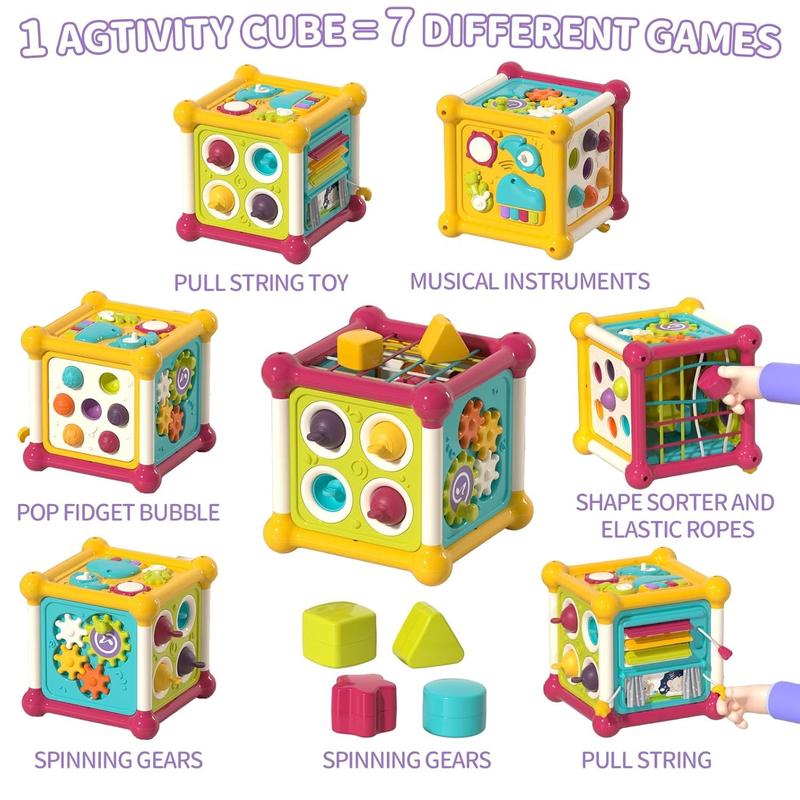 Montessori Toys-12 in 1 Early Educational Activity Cube Toy for Little Boys Girls , Multifunctional House Learning Toys for Kids