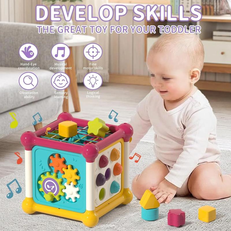 Montessori Toys-12 in 1 Early Educational Activity Cube Toy for Little Boys Girls , Multifunctional House Learning Toys for Kids