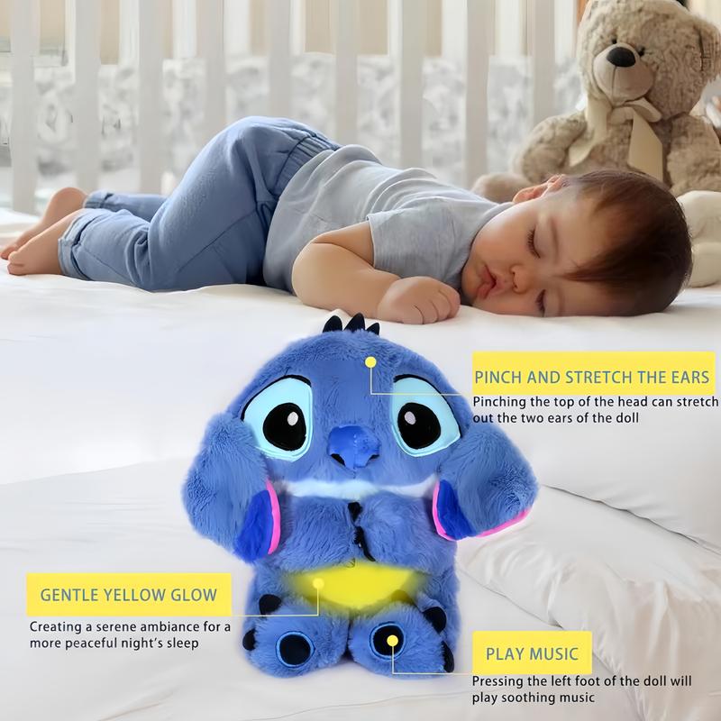 Breathing Animal Plushie -Soothing S　t　i　t　c　h plushie with realisticbreathing, lights and music thatrelieves anxiety Stitch Anxiety