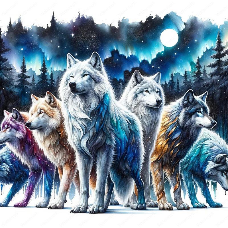 Wolf Pattern DIY Diamond Art Painting Without Frame, DIY 5D Diamond Art Painting Kit, Wall Art Decor For Home Living Room Bedroom (1 Count)