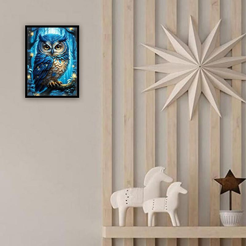 Owl Pattern Paint in Diamond Kit without Frame, DIY Paint in Diamond By Numbers Kit, Decorative Wall Art Decor for Home Living Room Bedroom, Home Decor