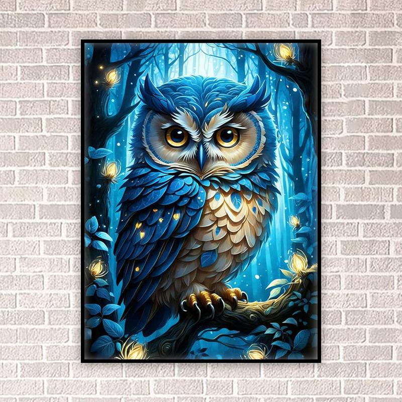 Owl Pattern Paint in Diamond Kit without Frame, DIY Paint in Diamond By Numbers Kit, Decorative Wall Art Decor for Home Living Room Bedroom, Home Decor