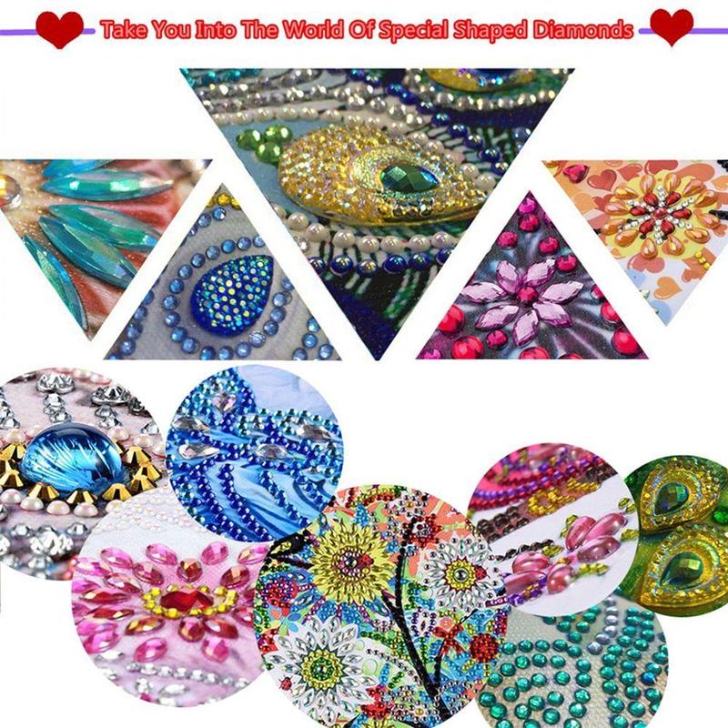 Cat & Flower Pattern DIY Diamond Arts Colorful Painting Kit without Frame, DIY 5D Irregular Diamond Arts Colorful Painting Kit, Wall Art Decor for Home