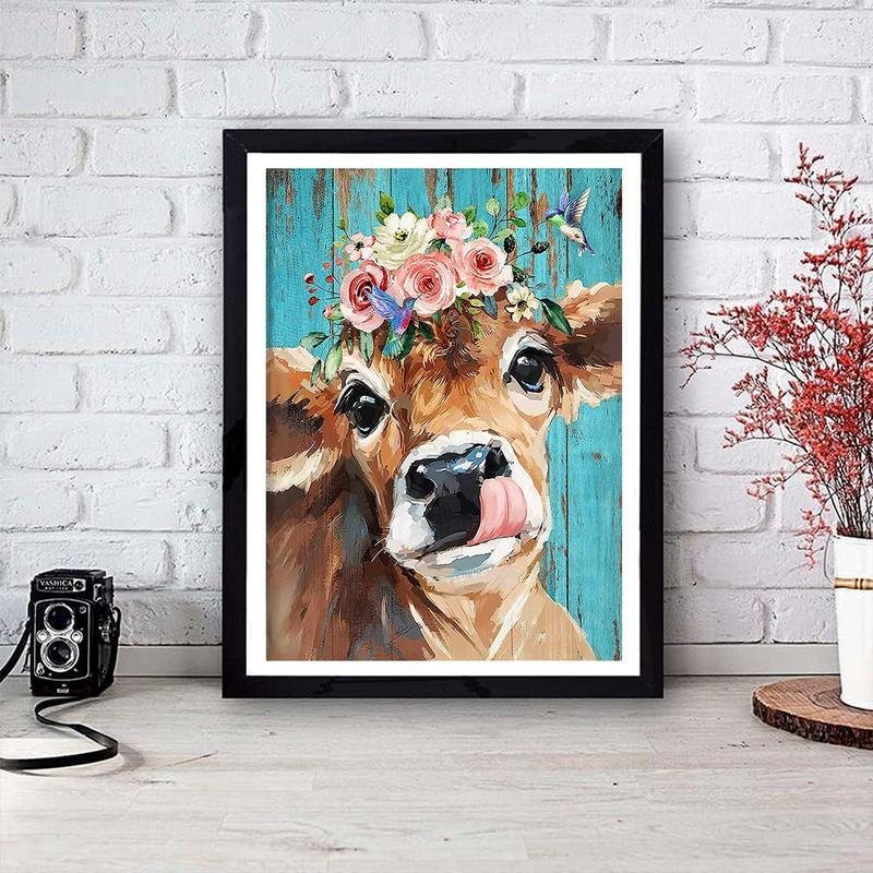 Diamond Painting Kits for Adults&Beginners DIY 5D Diamond Art Paint with Round Diamonds Full Drill Cow Gem Art Painting Kit for Home Wall Decor Gifts(12x16inch 30*40cm)