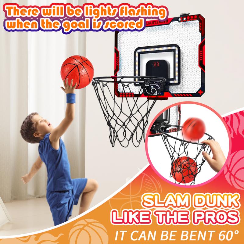 Indoor Mini Basketball Hoop for Kids with Electronic Scoreboard & 3 Balls