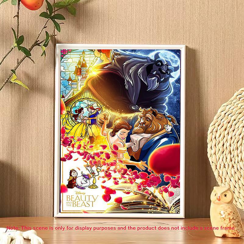 Cartoon Beauty and Beast Pattern DIY Diamond Arts Colorful Painting Kit without Frame, DIY 5D Diamond Arts Colorful Painting Kit, Wall Art Decor