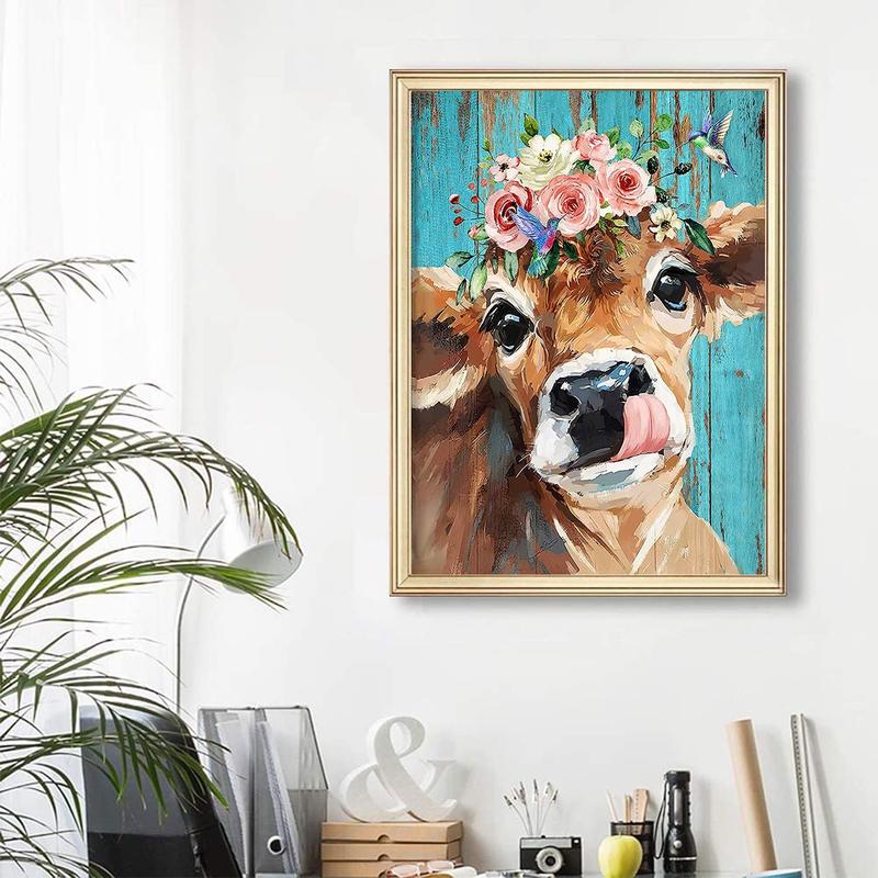 Diamond Painting Kits for Adults&Beginners DIY 5D Diamond Art Paint with Round Diamonds Full Drill Cow Gem Art Painting Kit for Home Wall Decor Gifts(12x16inch 30*40cm)