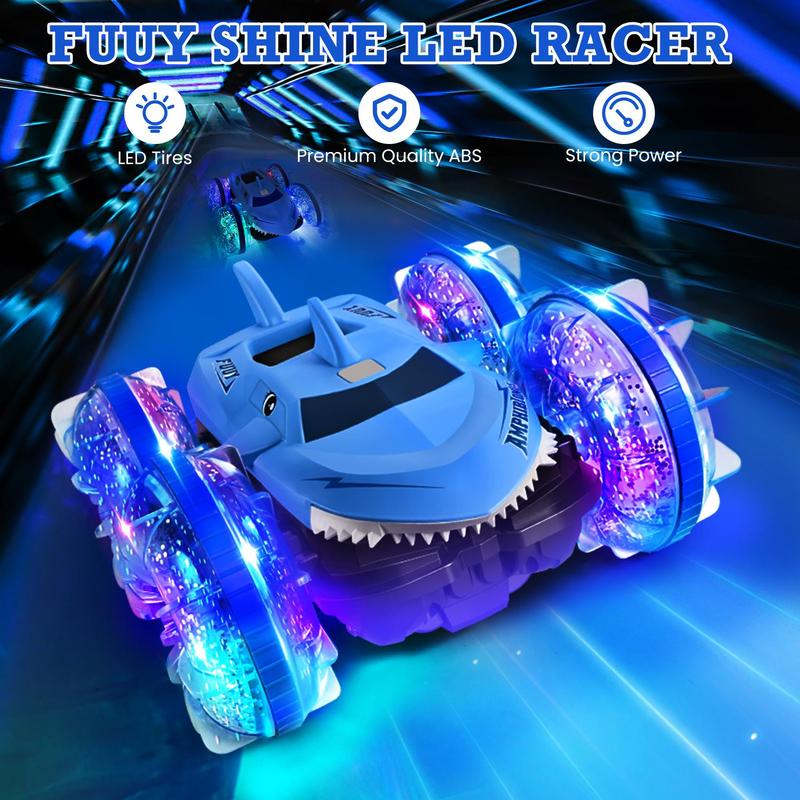 Remote Control Amphibious Shark Car, 1 Set 2.4G Waterproof Remote Control Car, Rechargeable Electric Car, RC Stunt Car, Birthday Gift