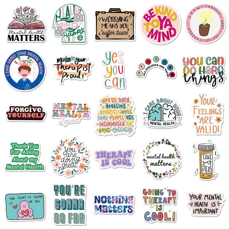 Cartoon Letter Pattern Graffiti Sticker, 50pcs Decorative Sticker for DIY Scrapbook Water Bottle