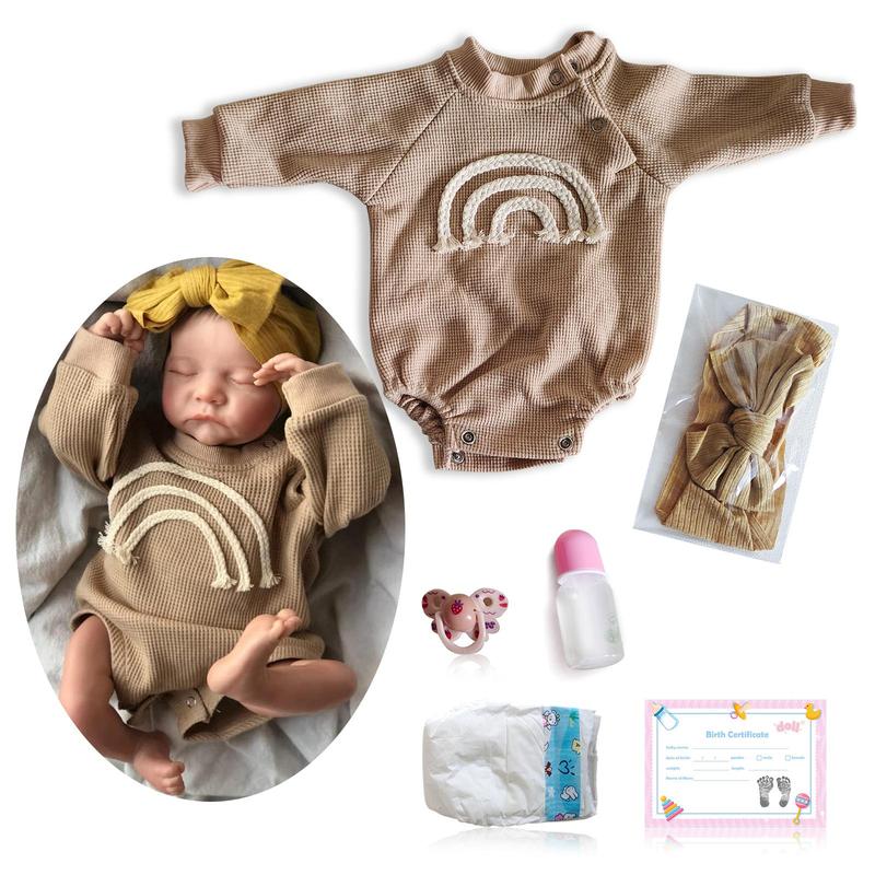 16 Inch Lifelike Reborn Baby Doll, Soft Body Realistic Looking Sleeping Newborn Doll with Accessories, Handmade Toy Gift for Kids