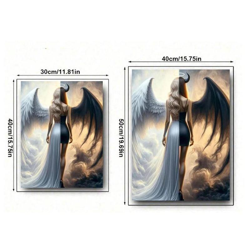 Demons & Angels Pattern DIY Diamond Arts Colorful Painting Kit without Frame, 1 Count Full Round Drill Diamond Arts Painting Kit, Wall Art Decor, DIY Arts