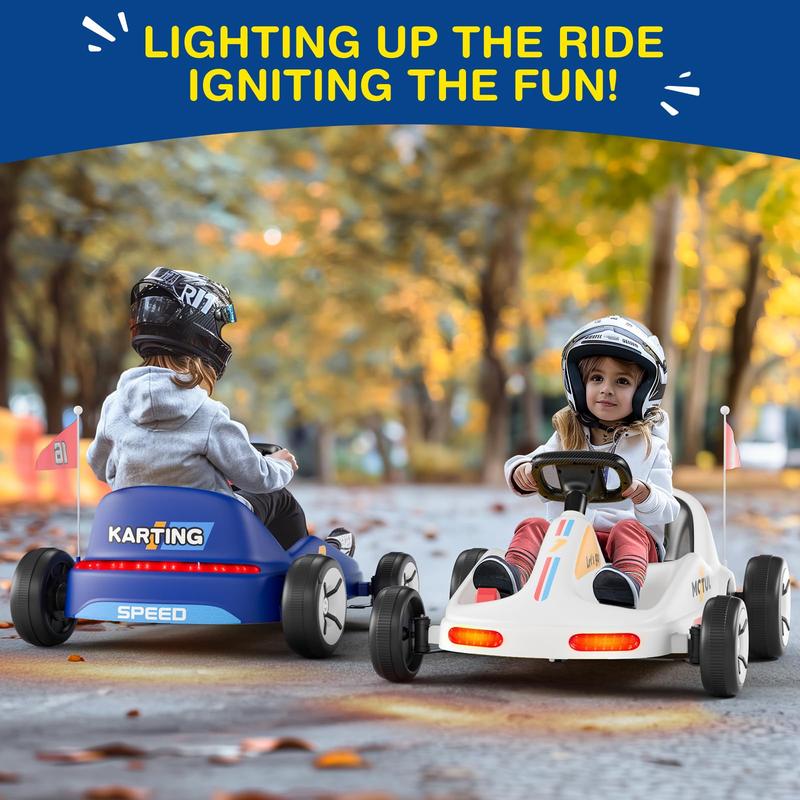 LIGIANT SAT ONE Plus Electric Go Kart, 12V Ride on Car, Flashing Taillight, Bluetooth Music, Remote Control, Storytelling, Ideal First Ride for Kids