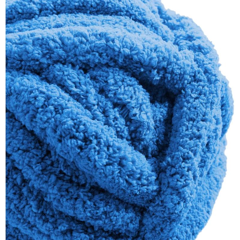 Chunky Yarn for Hand Knitting Soft Jumbo Bulky Fluffy Yarn for Crocheting Blanket Scarf DIY Bulky Yarn 8 Pack (Blue, 28yds, 8 Ounces Each)